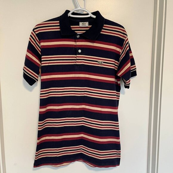 LACOSTE Striped Polo T-Shirt – Vintage, Made in France size S - Picture 1 of 5